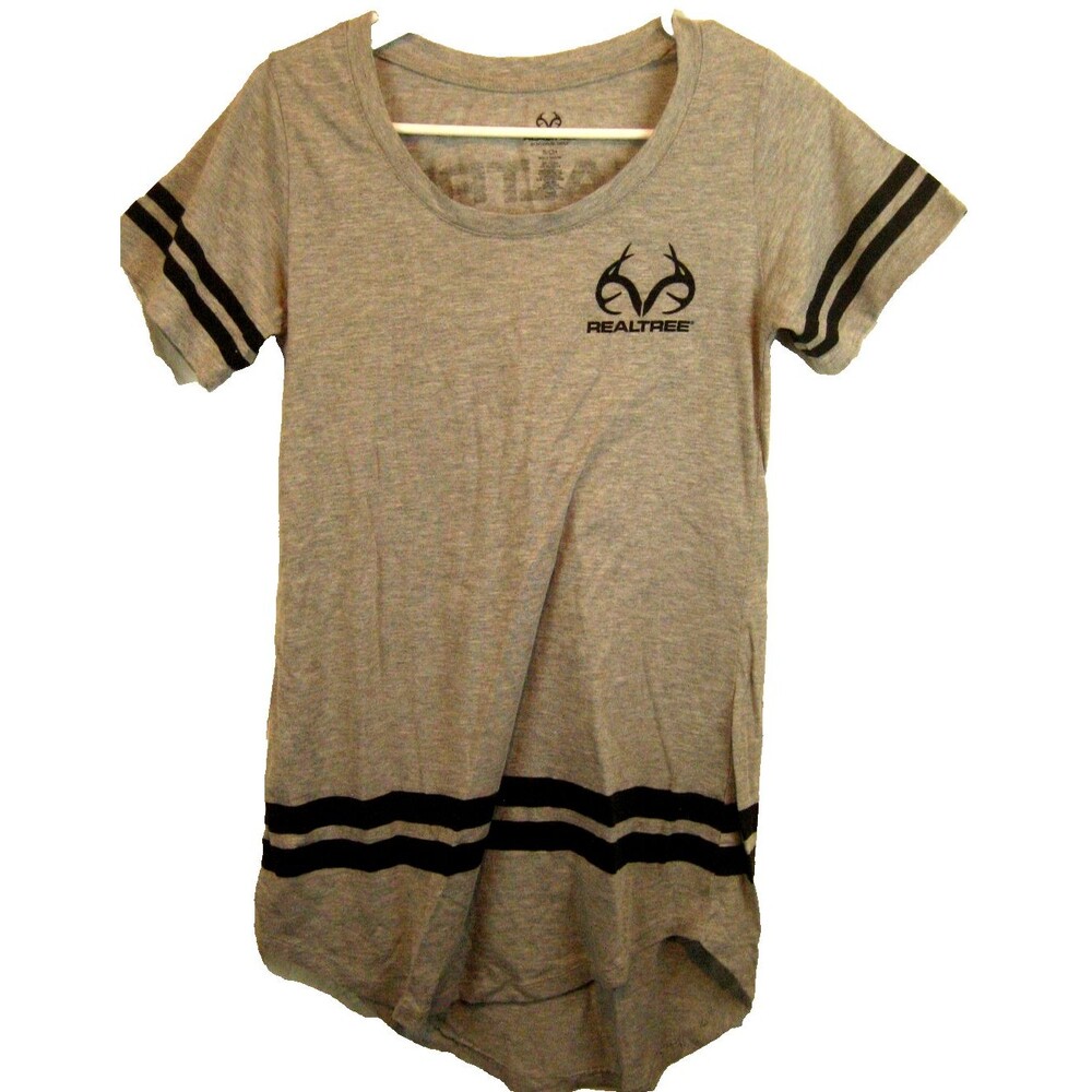 Womens Realtree Gray Heather Cotton Midi SS Night Shirt sz Sm